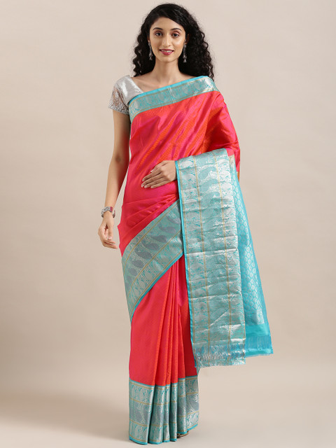 

The Chennai Silks Red Pure Silk Woven Design Kanjeevaram Saree