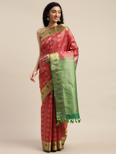 

The Chennai Silks Classicate Pink & Green Pure Silk Woven Design Kanjeevaram Saree