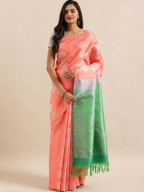 

The Chennai Silks Classicate Coral Pink Pure Silk Woven Design Kanjeevaram Saree