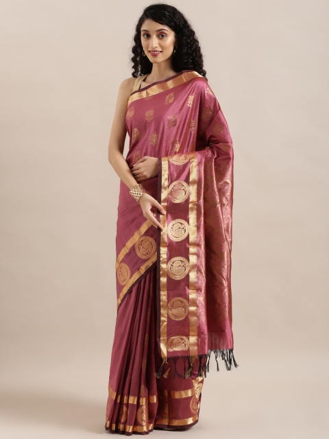 

The Chennai Silks Classicate Peach-Coloured Pure Silk Woven Design Arani Saree