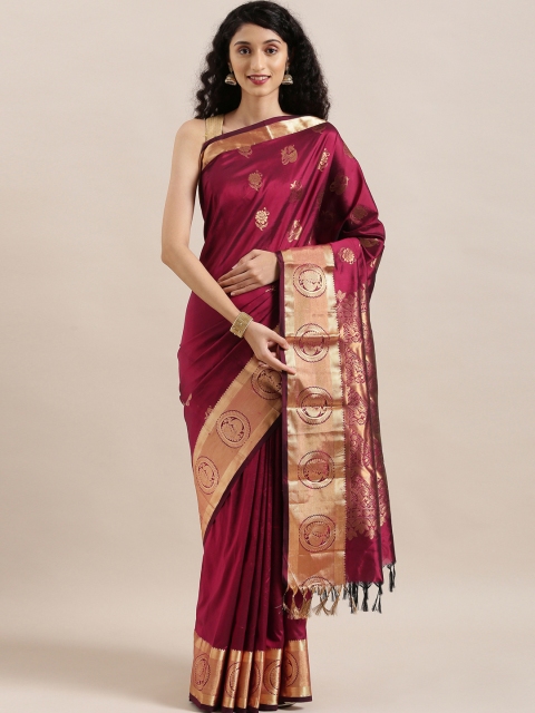 

The Chennai Silks Classicate Maroon & Gold-Toned Pure Silk Woven Design Arani Saree