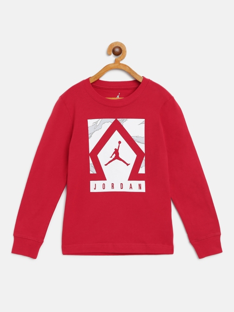 

Jordan Boys Red & White Jordan Print Diamond Jumpman 2 Basketball T-shirt