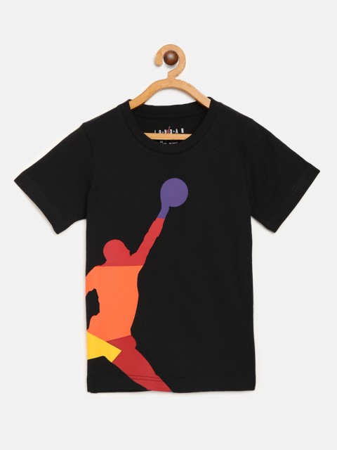 

Jordan Boys Black Brand Logo Print Rivals Oversized Round Neck Basketball T-shirt