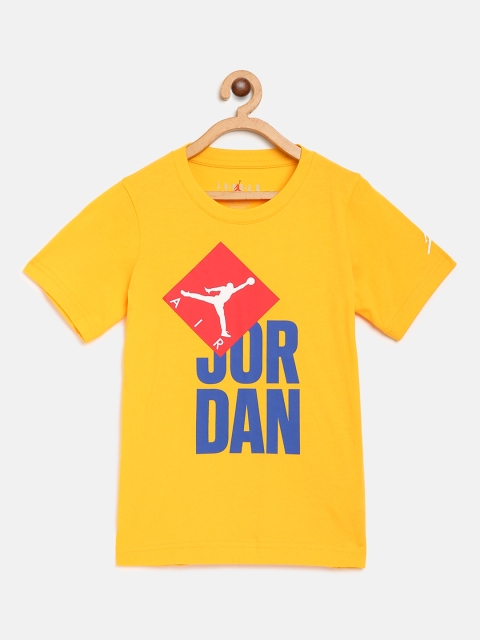 

Jordan Boys Yellow & Blue Brand Logo Print BOF Basketball T-shirt