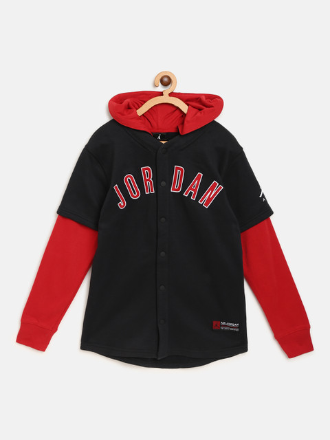 

Jordan Boys Black Brand Logo Applique AJ1 Franchise Basketball Hooded Sweatshirt