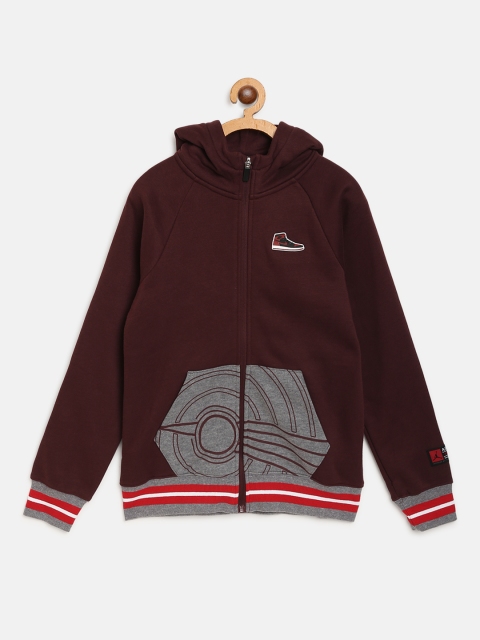 

Jordan Boys Burgundy Printed Hooded AJ1 Emblem Crew Basketball Sweatshirt