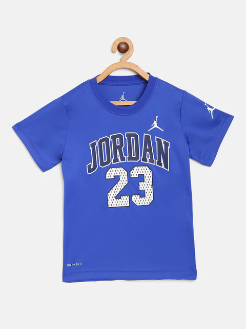 

Jordan Boys Blue Varsity Print Brand 6 Basketball T-shirt