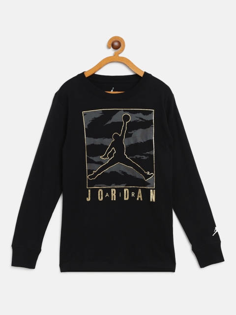 

Jordan Boys Black Jumpman Brand Logo Print Boxed Camo Basketball T-shirt