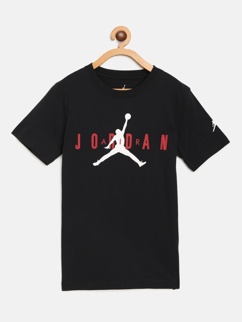 

Jordan Boys Black Brand Logo Print Round Neck Basketball Pure Cotton T-shirt