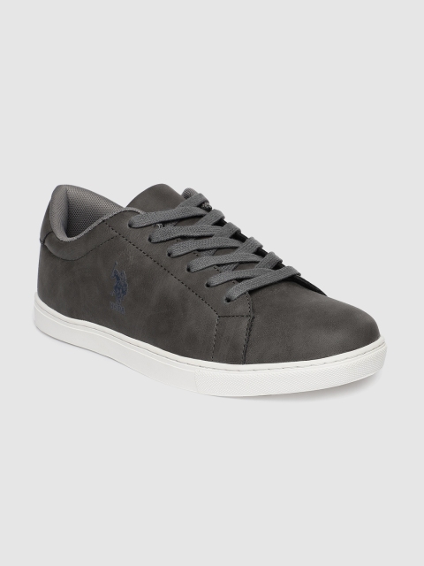 

U.S. Polo Assn. Men Charcoal Grey Solid Sneakers