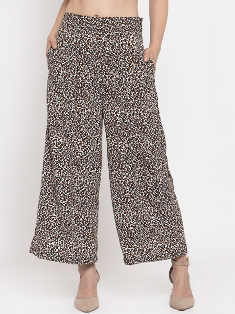 

Meee Women Black & Off-White Loose Fit Printed Parallel Trousers