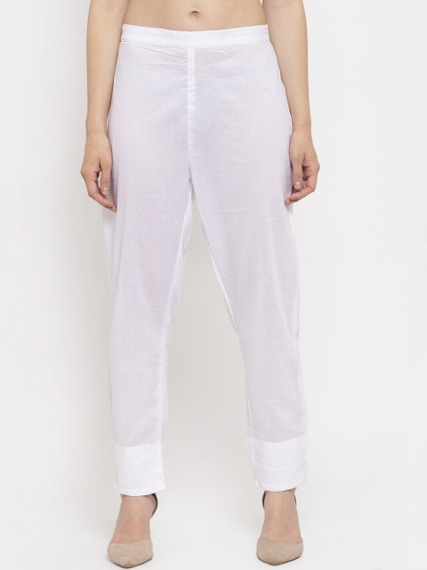

Meee Women White Regular Fit Solid Cigarette Trousers