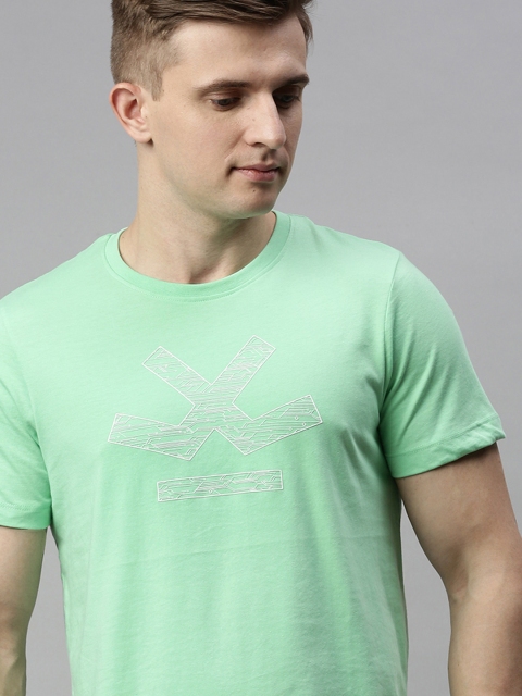 

WROGN Men Sea Green Brand Logo Printed Round Neck T-shirt