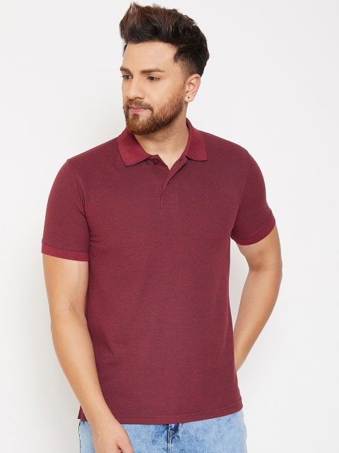 

wesquare Men Maroon Solid Polo Collar T-shirt