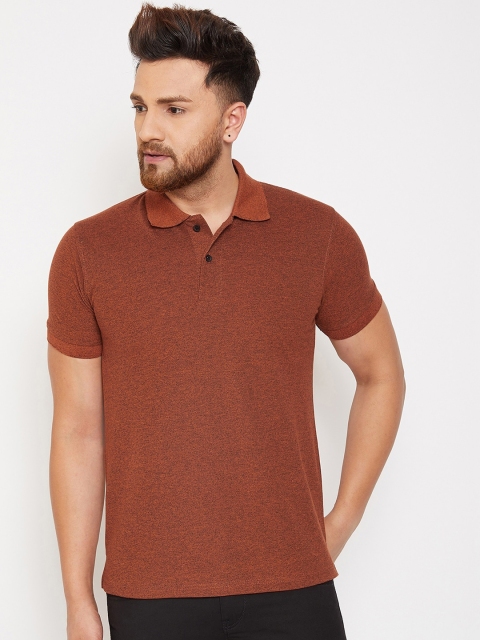 

wesquare Men Rust Orange Solid Polo Collar T-shirt