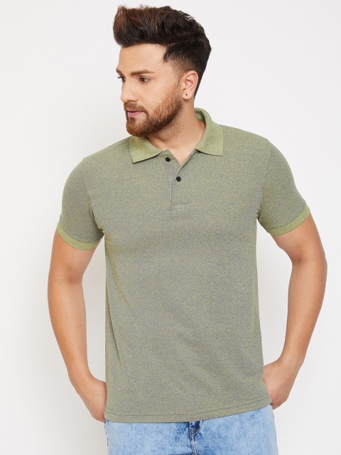 

wesquare Men Green Solid Polo Collar T-shirt