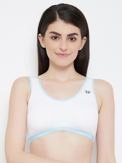 

Clovia White & Blue Solid Non-Wired Lightly Padded Beginners Bra BB0041P0326