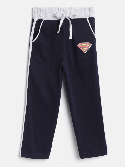 

Eteenz Girls Navy Blue Solid Track Pants with Superman Print Detail