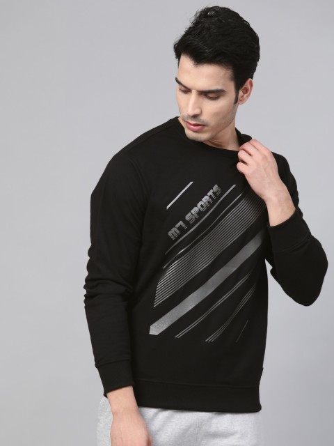 

M7 by Metronaut Men Black & Silver Printed Sweatshirt