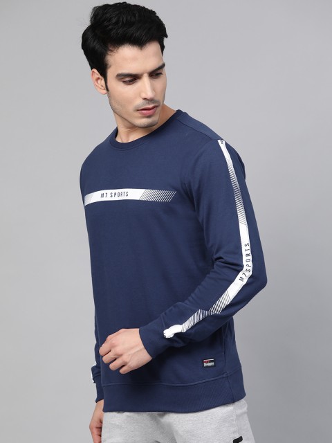 

M7 by Metronaut Men Navy Blue & White Printed Detail Sweatshirt
