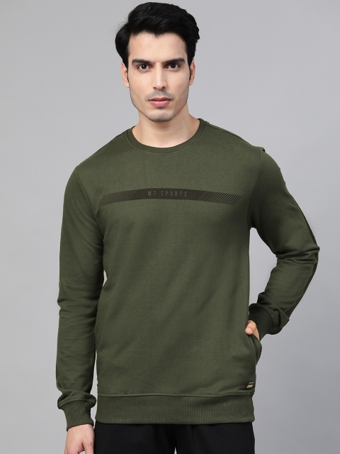 

M7 by Metronaut Men Olive Green Printed Detail Sweatshirt