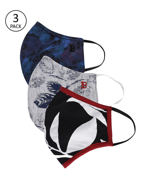 

Bene Kleed Adults Pack Of 3 Printed 5-Ply Reusable Outdoor Masks, Grey