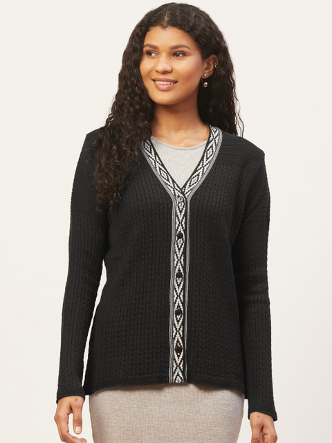 

American Eye Women Black Solid Cardigan