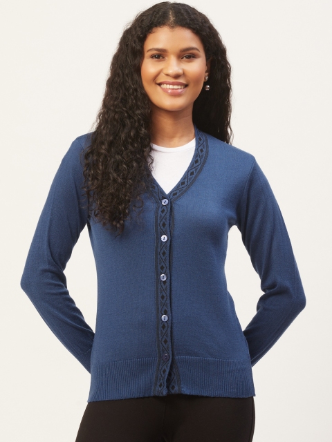 

American Eye Women Blue Solid Cardigan