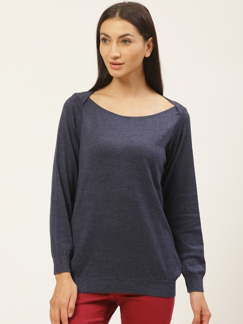 

American Eye Women Navy Blue Solid Sweater