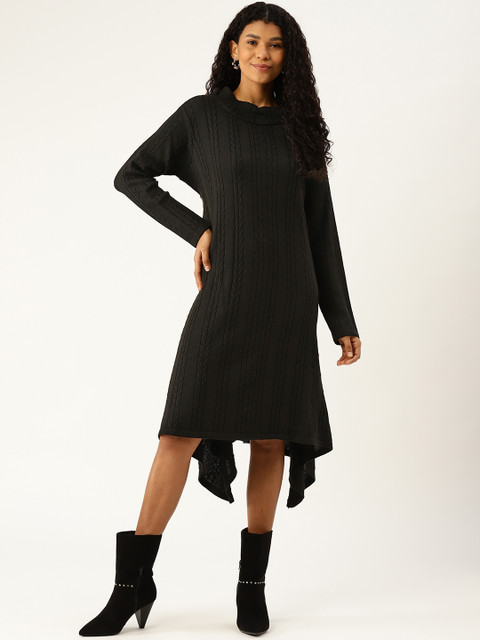

American Eye Women Black Solid Jumper Dress