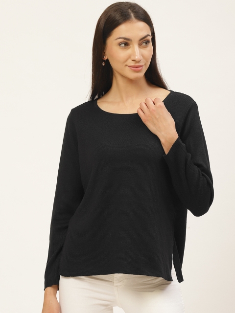

American Eye Women Black Solid Pullover Sweater