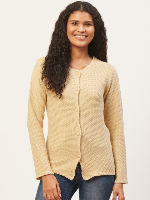 

American Eye Women Beige Self Design Cardigan
