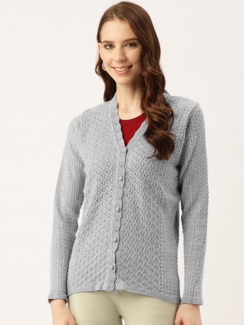 

American Eye Women Grey Cable Knit Cardigan
