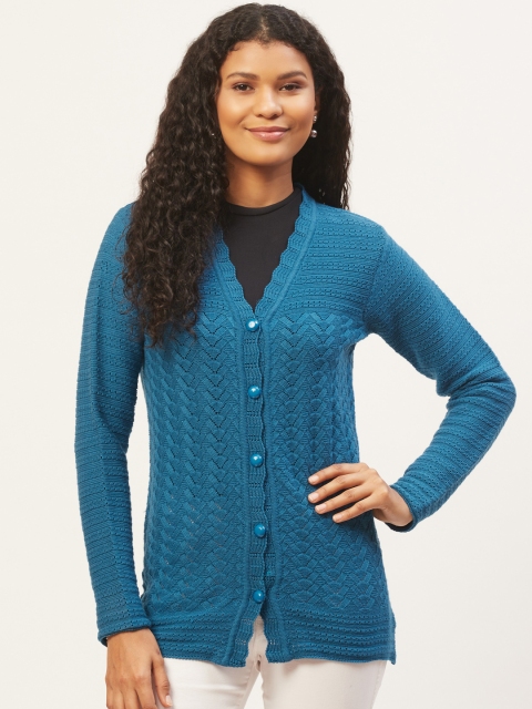 

American Eye Women Blue Self Design Cardigan