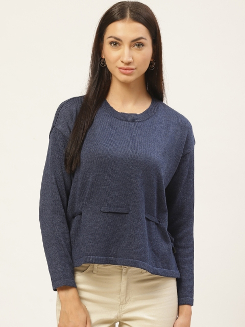 

American Eye Women Navy Blue Solid Pullover Sweater