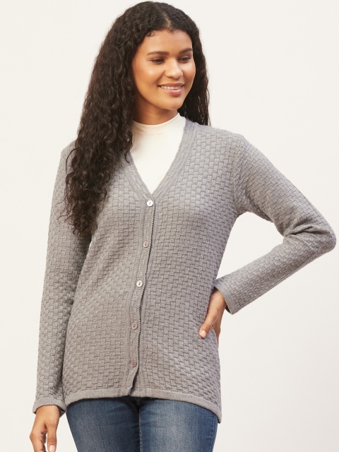 

American Eye Women Grey Self Design Cardigan