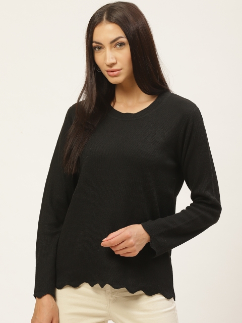 

American Eye Women Black Solid Pullover Sweater