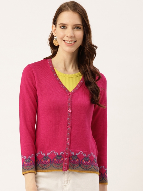 

American Eye Women Pink Solid Cardigan