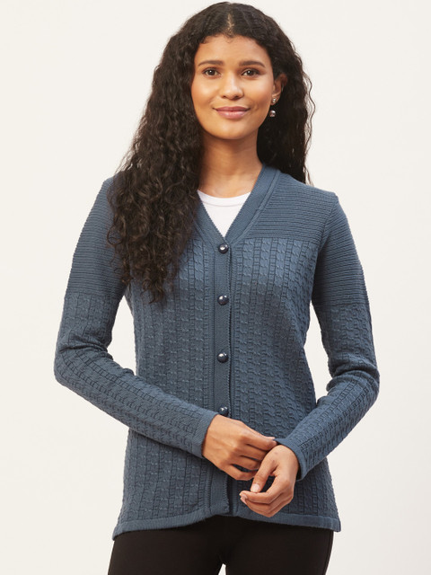 

American Eye Women Blue Self Design Cardigan