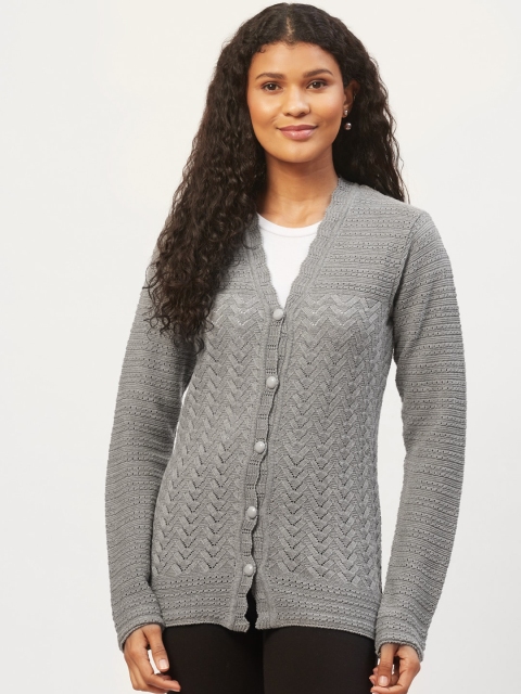 

American Eye Women Grey Self Design Cardigan