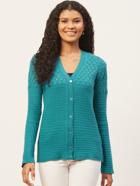 

American Eye Women Blue Self Design Cardigan