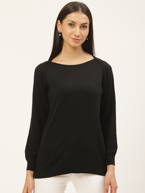 

American Eye Women Black Solid Pullover