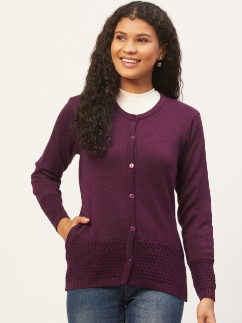 

American Eye Women Purple Solid Cardigan