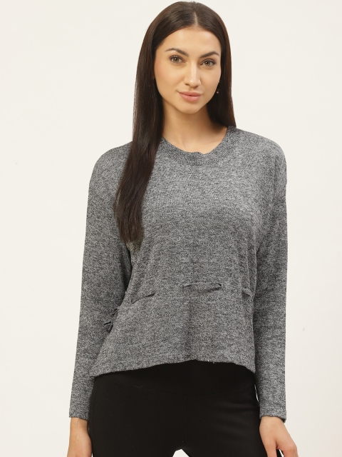 

American Eye Women Grey Solid Acrylic Pullover Sweater