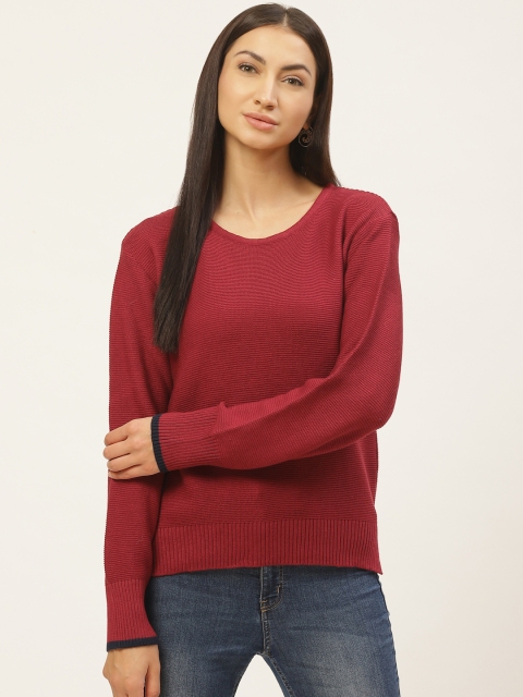 

American Eye Women Maroon Solid Pullover Sweater