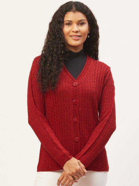 

American Eye Women Red Open Knit Cardigan