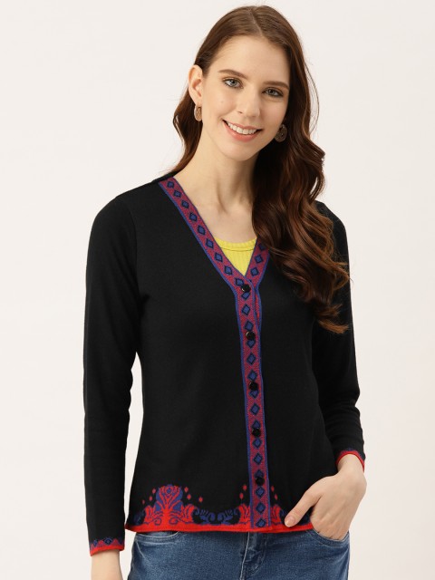 

American Eye Women Black Solid Cardigan