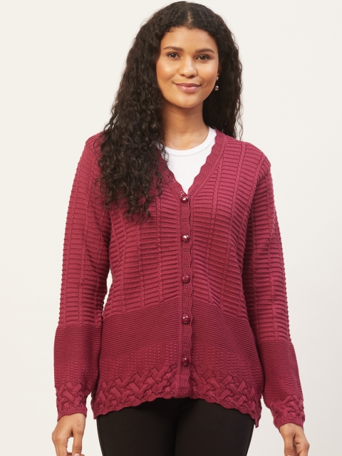 

American Eye Women Pink Self Design Cardigan