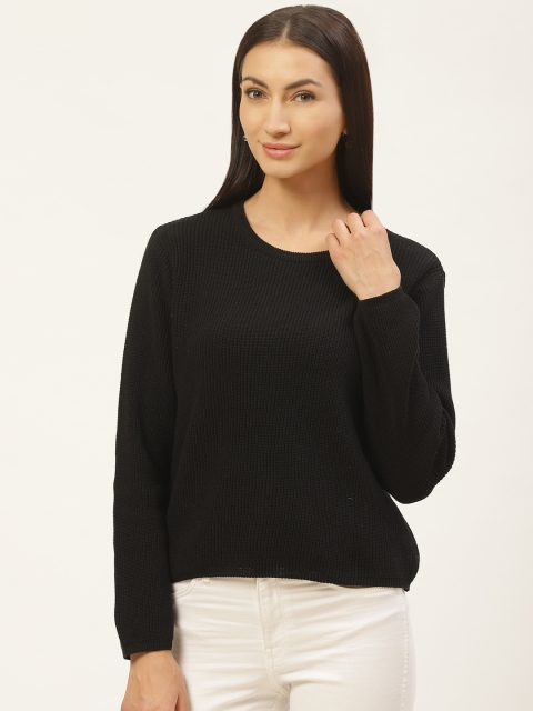 

American Eye Women Black Ribbed Pullover Sweater