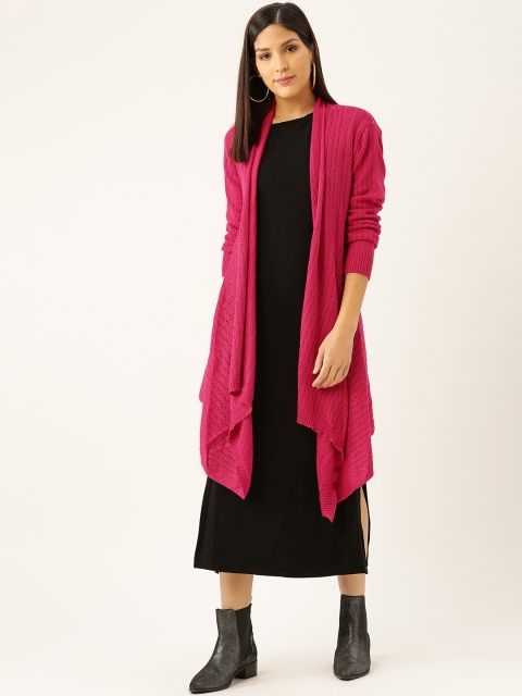 

American Eye Women Pink Solid Waterfall Winter Shrug